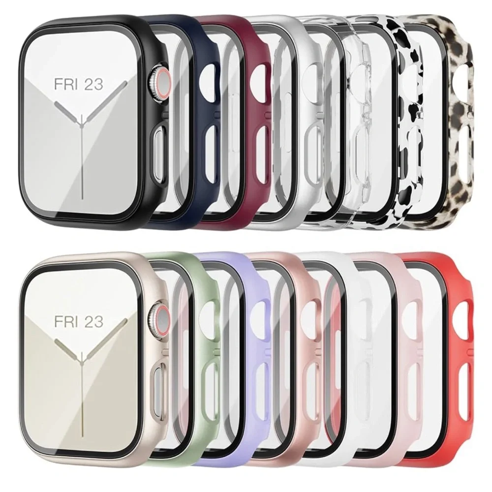 🌸NEW 14 Pack Apple Watch Case with Tempered Glass Screen Protector Series 9/8/7